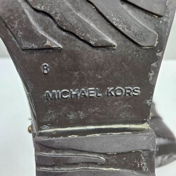 Michael Kors Rain Booties Dark Brown Croc Embossed Equestrian Rubber Rainboot - Picture 10 of 13